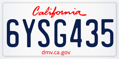 CA license plate 6YSG435