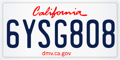 CA license plate 6YSG808