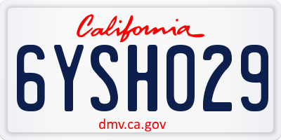 CA license plate 6YSH029