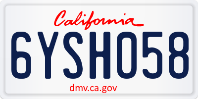 CA license plate 6YSH058