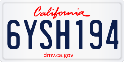 CA license plate 6YSH194