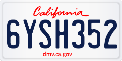 CA license plate 6YSH352