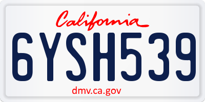 CA license plate 6YSH539