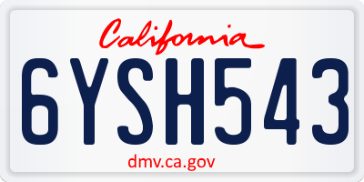 CA license plate 6YSH543
