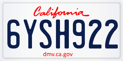 CA license plate 6YSH922