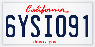 CA license plate 6YSI091