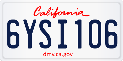 CA license plate 6YSI106