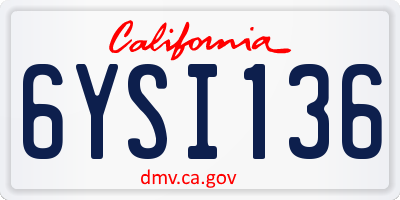 CA license plate 6YSI136