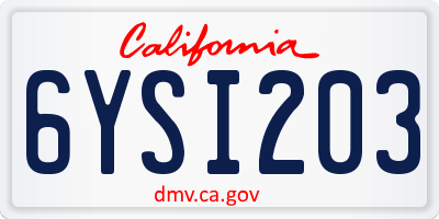 CA license plate 6YSI203