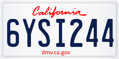 CA license plate 6YSI244