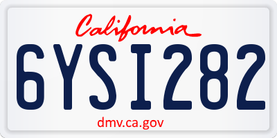 CA license plate 6YSI282