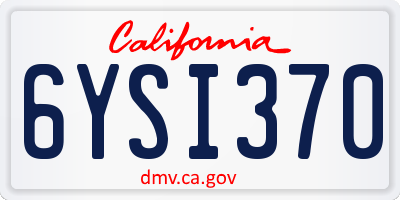 CA license plate 6YSI370