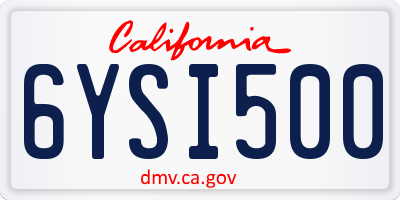 CA license plate 6YSI500
