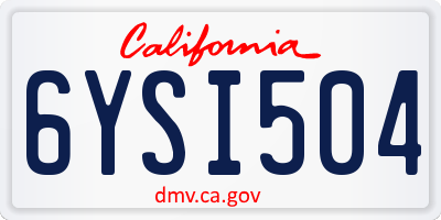 CA license plate 6YSI504
