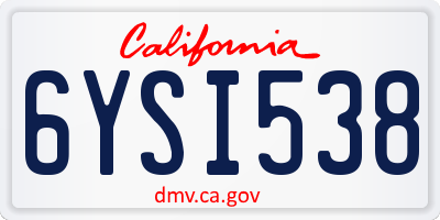 CA license plate 6YSI538