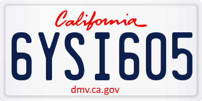 CA license plate 6YSI605
