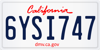 CA license plate 6YSI747
