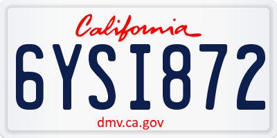 CA license plate 6YSI872