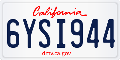 CA license plate 6YSI944