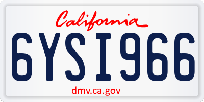 CA license plate 6YSI966