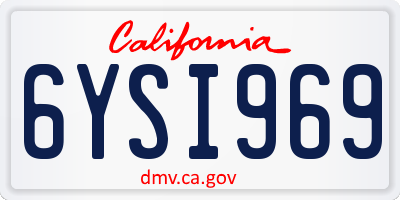 CA license plate 6YSI969