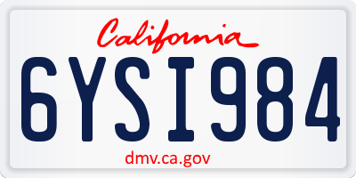 CA license plate 6YSI984