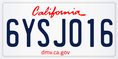 CA license plate 6YSJ016