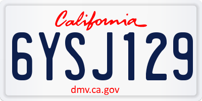 CA license plate 6YSJ129