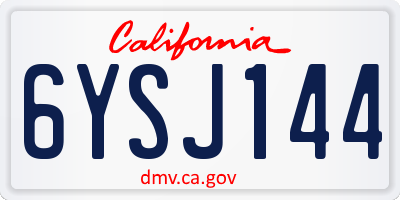 CA license plate 6YSJ144