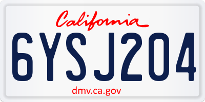 CA license plate 6YSJ204