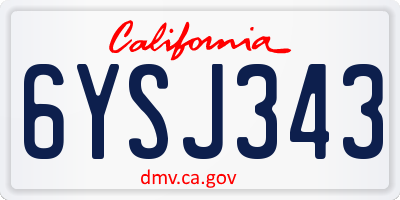 CA license plate 6YSJ343