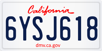 CA license plate 6YSJ618