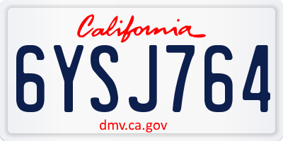 CA license plate 6YSJ764