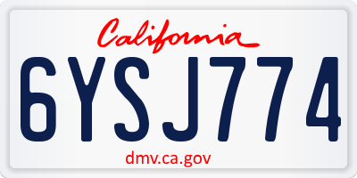 CA license plate 6YSJ774