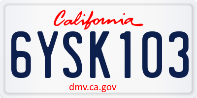 CA license plate 6YSK103