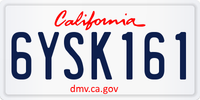 CA license plate 6YSK161