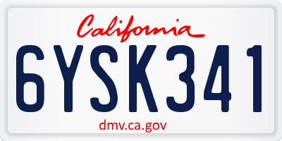 CA license plate 6YSK341