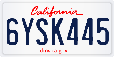 CA license plate 6YSK445