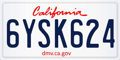 CA license plate 6YSK624