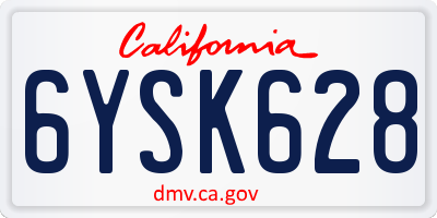 CA license plate 6YSK628