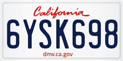 CA license plate 6YSK698