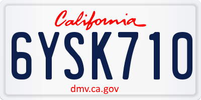 CA license plate 6YSK710