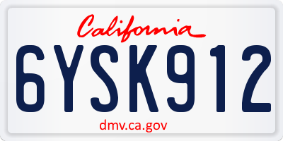 CA license plate 6YSK912