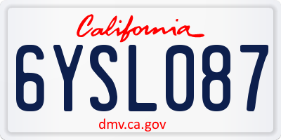 CA license plate 6YSL087