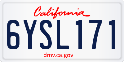 CA license plate 6YSL171