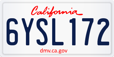 CA license plate 6YSL172