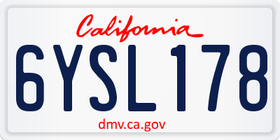 CA license plate 6YSL178