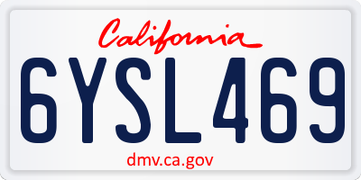 CA license plate 6YSL469