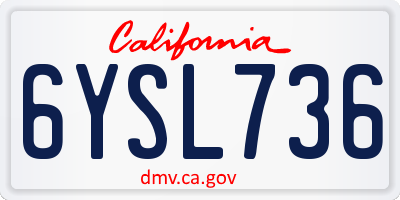 CA license plate 6YSL736