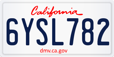 CA license plate 6YSL782